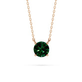 18K Gold Round Emerald Solitaire Necklace - 1 Carat