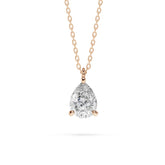 18K Gold Pear Cut Diamond Solitaire Necklace - 1 Carat
