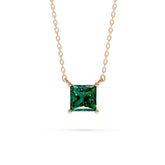 18K Gold Princess Cut Emerald Solitaire Necklace - 1 Carat