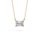 18K Gold Emerald Cut Diamond Solitaire Necklace - 1 Carat