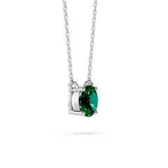 18K Gold Round Emerald Solitaire Necklace - 1 Carat