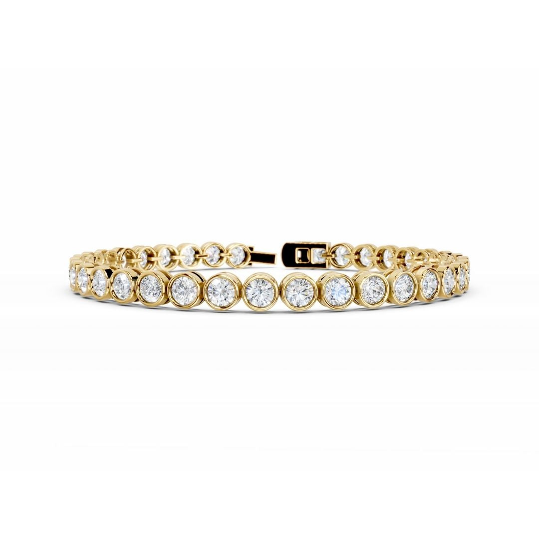 18K Gold Bezel Diamond Tennis Bracelet 8 Carat