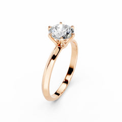 18K Rose Gold 1 Carat Round Diamond Engagement Ring