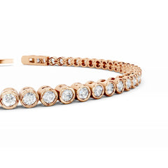 18K Rose Gold Bezel Lab Grown Diamond Tennis Bracelet 1.8 carat