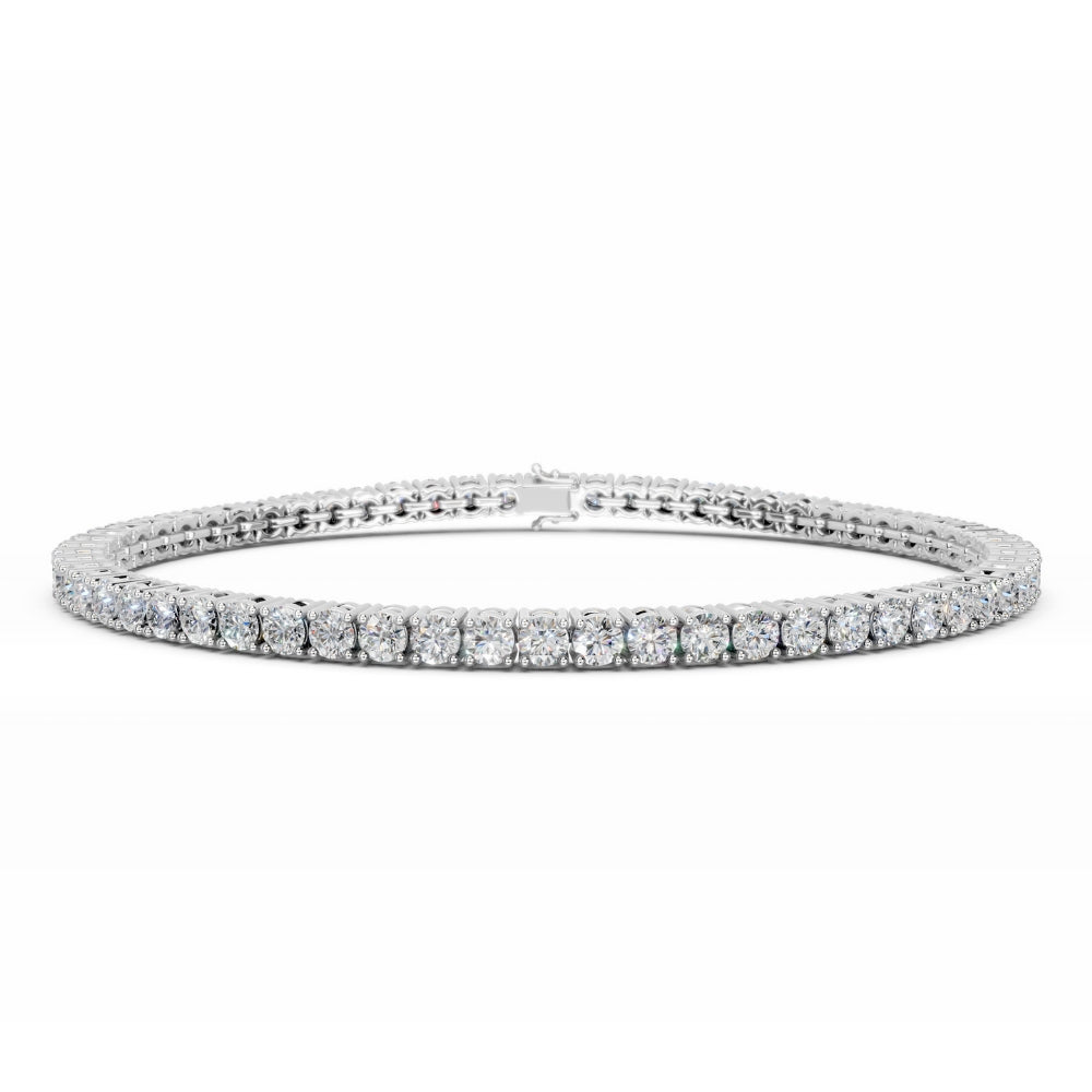 18K White Gold Diamond Tennis Bracelet with 3.3 Carat Round Diamonds