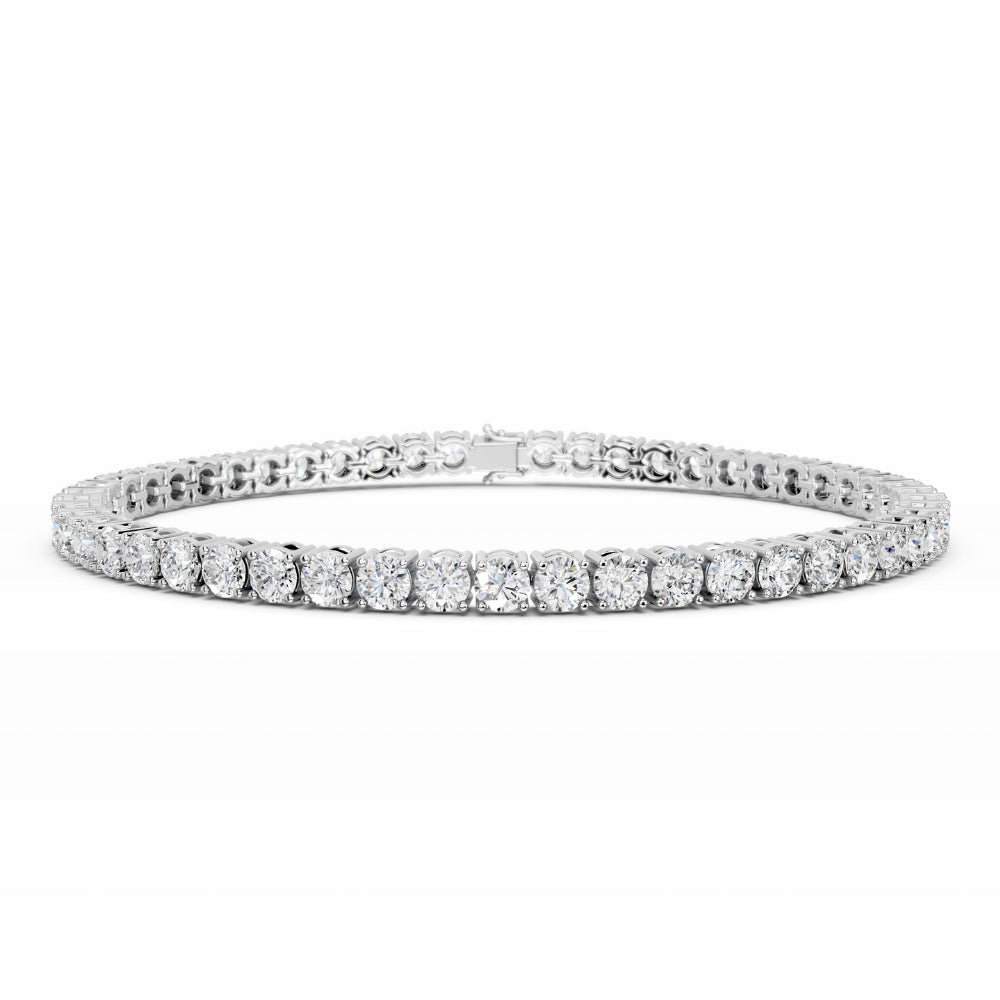 18K White Gold Round Diamond Tennis Bracelet 5 carats