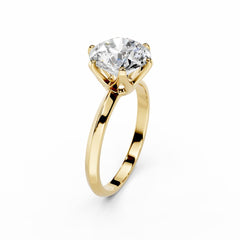 18K Yellow Gold 3 Carat Round Diamond Engagement Ring