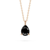 18K Gold Pear Cut Black Diamond Solitaire Necklace - 1 Carat