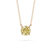 18K Gold Round Yellow Diamond Solitaire Necklace - 1 Carat