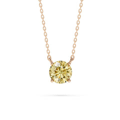 18K Gold Round Yellow Diamond Solitaire Necklace - 1 Carat