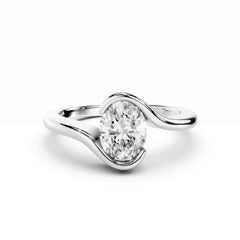 1 Carat Oval Diamond Engagement Ring Hand Shape Band
