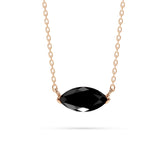 18K Gold Marquise Black Diamond Solitaire Necklace - 1 Carat