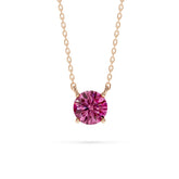 18K Gold Round Pink Diamond Solitaire Necklace - 1 Carat