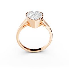 3 Carat Pear Diamond Engagement Bezel Ring With V Band