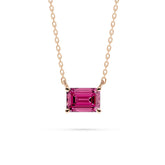 18K Gold Emerald Cut Pink Diamond Solitaire Necklace - 1 Carat