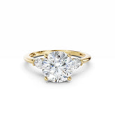 3 Carat Round Diamond Engagement Ring With Side pear Diamonds