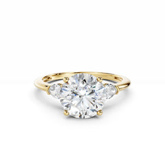 3 Carat Round Diamond Engagement Ring With Side pear Diamonds