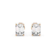 1 Carat Emerald Cut Diamond Earrings