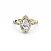 1 Carat Marquise Diamond Engagement Ring Halo 18K Gold