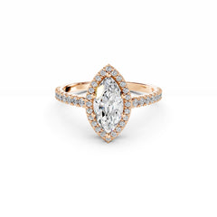 1 Carat Marquise Diamond Engagement Ring Halo 18K Rose Gold