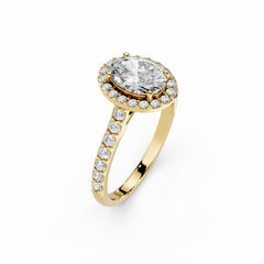 1 Carat Ova Lab grown Diamond Engagement Ring Halo 18K Gold