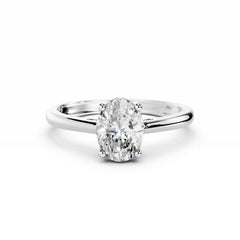 1 Carat Oval Diamond Engagement Ring 18K White Gold