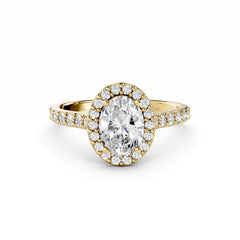 1 Carat Oval Diamond Engagement Ring Halo 18K Gold