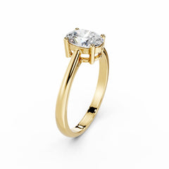 1 Carat Oval Lab Grown Diamond Engagement Ring 18K Gold
