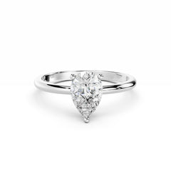 1 Carat Pear Diamond Engagement Ring 18K White Gold