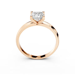 1 Carat Princess Cut Engagement Ring 18K Rose Gold