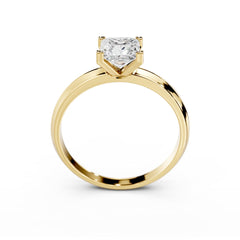 1 Carat Princess Cut Engagement Ring 18K Yellow Gold