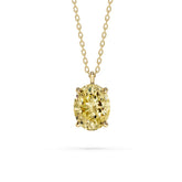 18K Gold Oval Cut Yellow Diamond Solitaire Necklace - 1 Carat