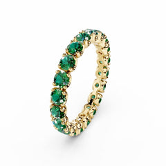Emerald Eternity Ring - 3mm Round Emeralds -