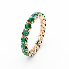 Emerald Eternity Ring - 3mm Round Emeralds -