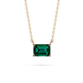 18K Gold Emerald Solitaire Necklace - 1 Carat