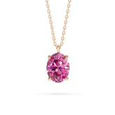 18K Gold Oval Cut Pink Diamond Solitaire Necklace - 1 Carat