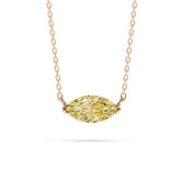 18K Gold Marquise Yellow Diamond Solitaire Necklace - 1 Carat