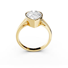 3 Carat Pear Diamond Engagement Bezel Ring With V Band