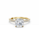 2 Carat Cushion Diamond Engagement Ring With Diamond Band 18K Gold