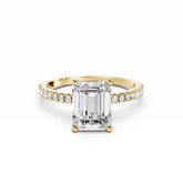 2 Carat Emerald Cut Diamond Ring with Diamond Band 18K Gold