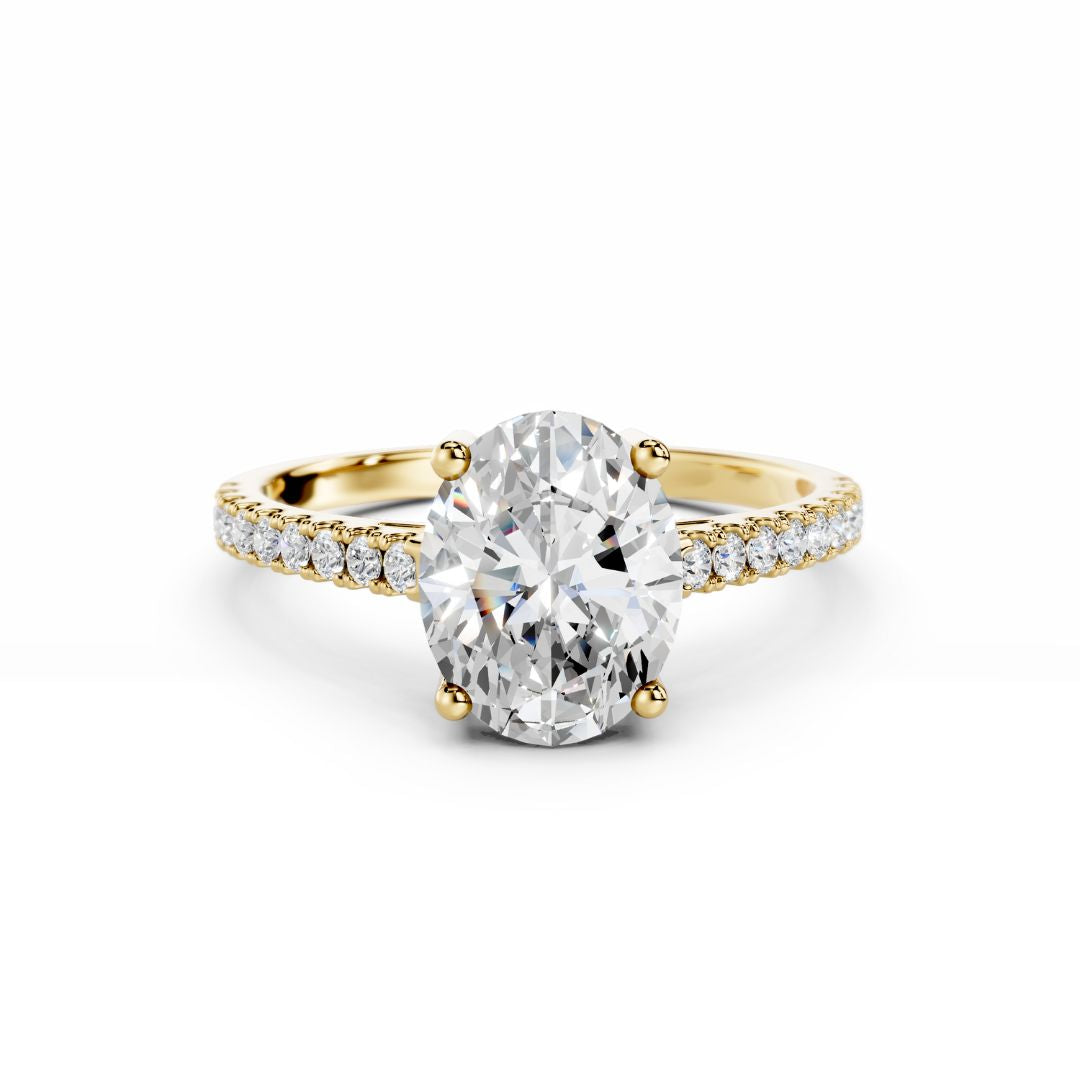 2 Carat Oval Diamond Engagement Ring With Diamond band 18K Gold