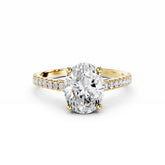 2 Carat Oval Diamond Engagement Ring With Diamond band 18K Gold