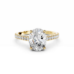 2 Carat Oval Diamond Engagement Ring With Diamond band 18K Gold