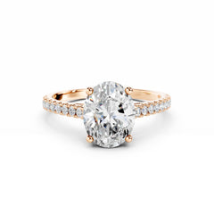 2 Carat Oval Diamond Engagement Ring With Diamond band 18K Rose Gold