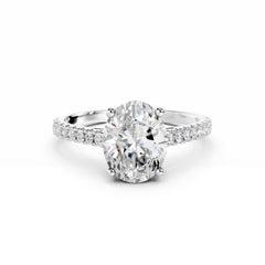 2 Carat Oval Diamond Engagement Ring With Diamond band 18K White Gold