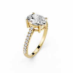 2 Carat Oval Lab Grown Diamond Engagement Ring With Diamond band 18K Gold
