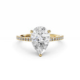 2 Carat Pear Diamond Engagement ring With Diamond Band 18k Gold