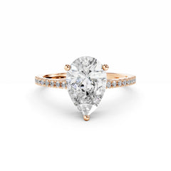 2 Carat Pear Diamond Engagement ring With Diamond Band 18k Rose Gold