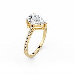 2 Carat Pear Lab Grown Diamond Engagement ring With Diamond Band 18k Gold