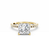 2 Carat princess Cut Diamond Engagement Ring With Diamond Bands 18K Gold
